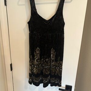 Free People Velvet Black and Gold Dress
